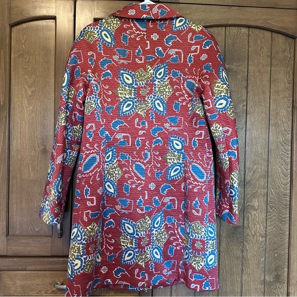 LINDA ALLARD ELLEN TRACY FLORAL SILK COTTON COAT - Picture 2 of 7